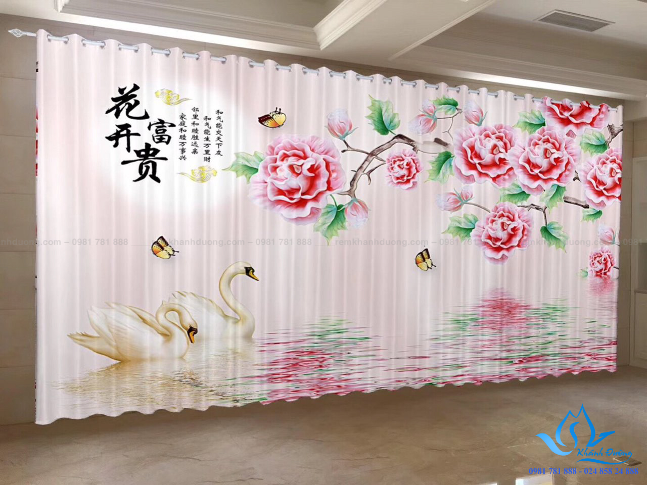 Rèm cửa vải in tranh 3D phòng ngủ bé gái tại Nguyễn Xí, Hà Nội RT17