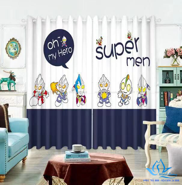 Rèm cửa vải đẹp in tranh hình ảnh hoạt hình cho bé tại Hàng Đậu RT29