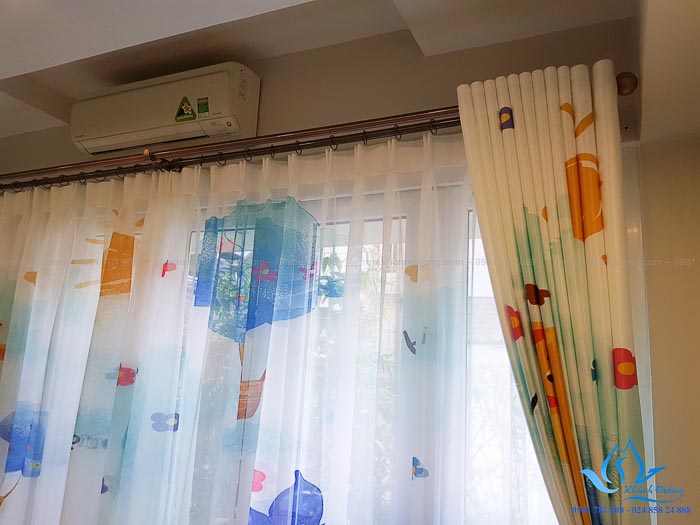 Giới thiệu mẫu rèm vải 3D cho phòng bé Âu Cơ, Tây Hồ, Hà Nội KD 001
