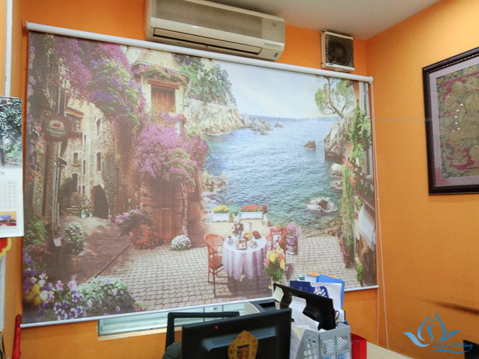 Rèm cuốn tranh in thường cho văn phòng tại Long Biên, Hà Nội RT35