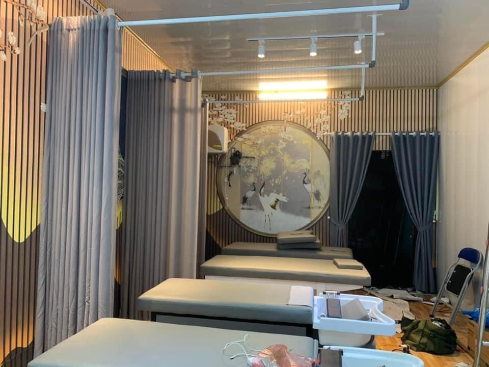 Rèm Spa ngăn giường màu ghi đẹp tại Hà Nội
