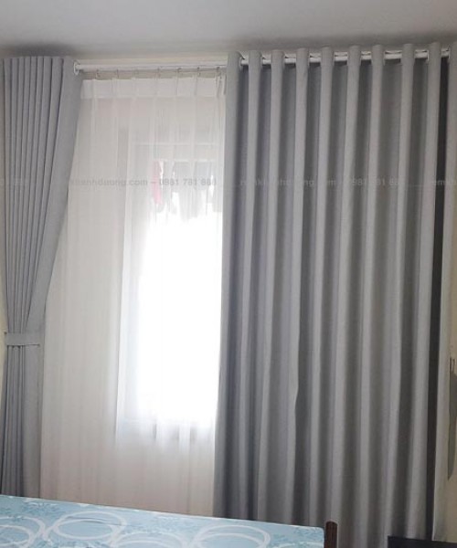 Rèm vải cửa sổ 2 lớp chống nắng cho chung cư tại Mỗ Lao, Hà Nội P401