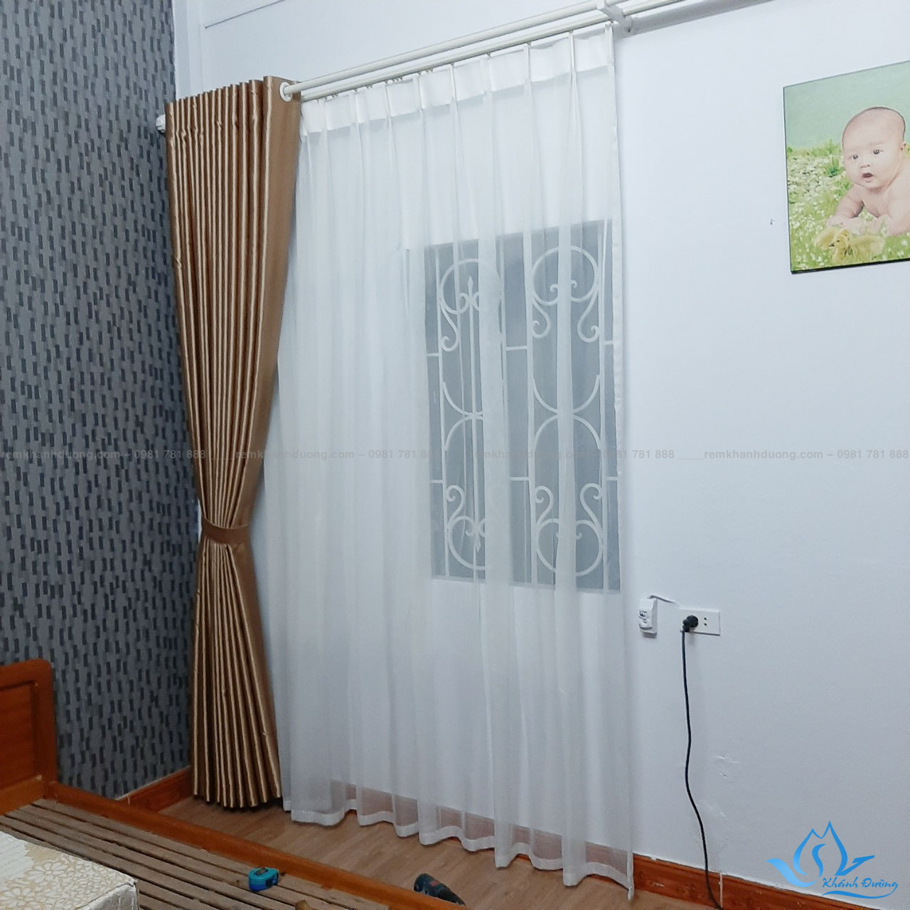 Rèm vải gấm đẹp cho phòng ngủ Hoàng Văn Thái, Thanh Xuân TM 80