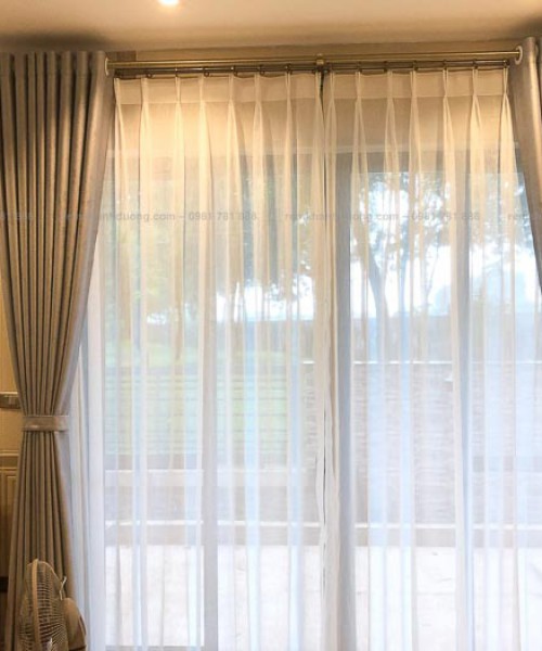 Rèm vải hai lớp cao cấp cho phòng khách tại Hàng Mành, Hà Nội GP485