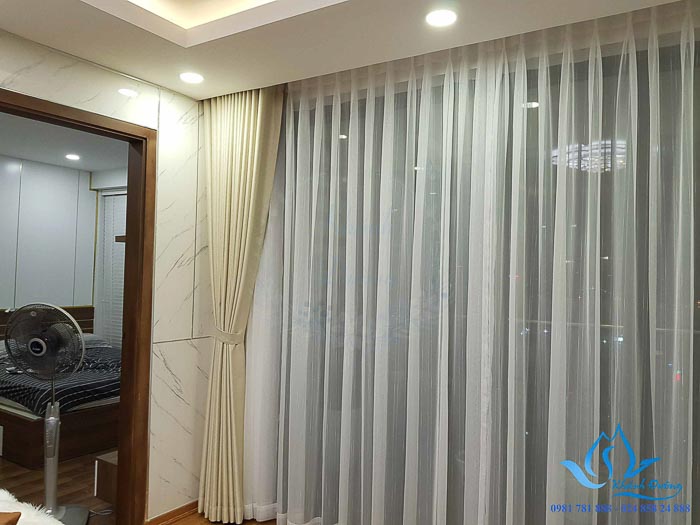 Rèm vải 2 lớp cản nắng cao cấp phòng khách Long Biên, Hà Nội L18-29