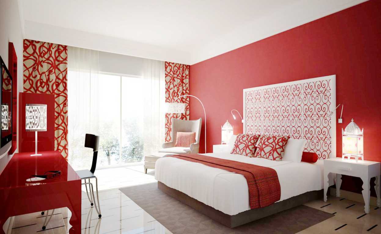 Mẫu rèm vải Bỉ RB – 21 họa tiết trắng đỏ rất nổi bật tại khách sạn 5 sao Hoàn Kiếm – Hà Nội