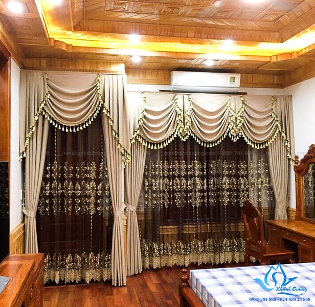 Rèm vải cổ điển đẹp cho biệt thự tại Gamura Yên Sở, Hoàng Mai GP502