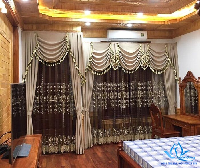 Rèm vải cổ điển đẹp cho biệt thự tại Gamura Yên Sở, Hoàng Mai GP502