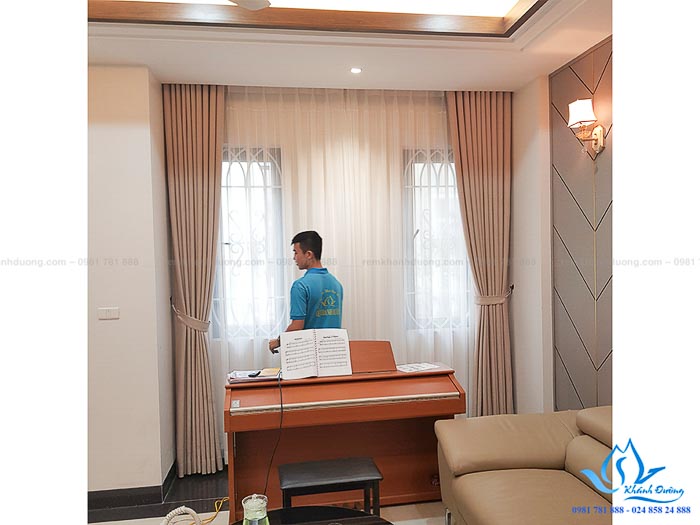 Rèm vải Hàn Quốc cho phòng khách sang trọng tại quận Long Biên DOICE07