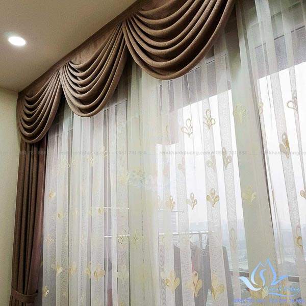 Rèm vải Hàn Quốc voan thêu tay đẹp tại chung cư Vimeco Phạm Hùng D10