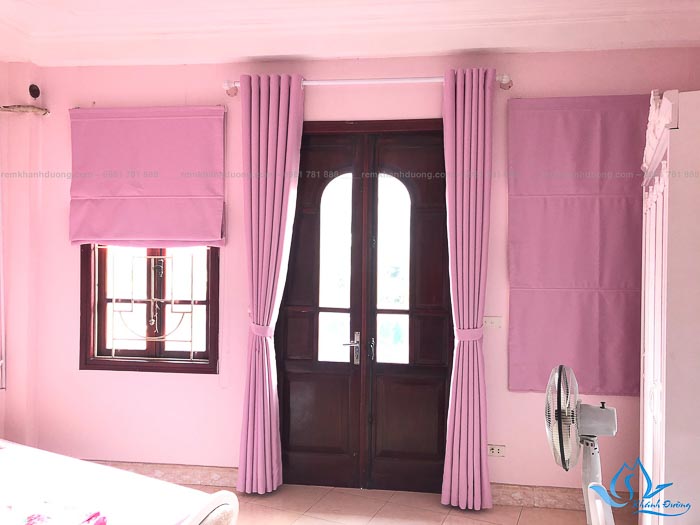 Rèm vải màu hồng cho phòng bé yêu mã MJL 5034