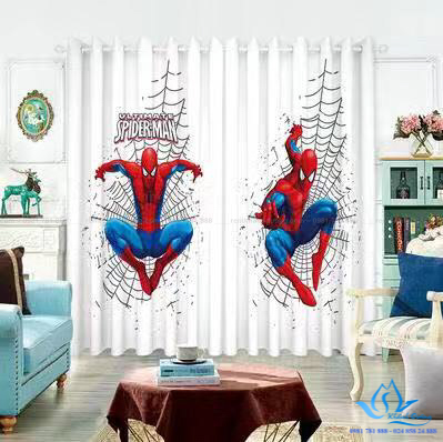 Mẫu rèm vải đẹp in tranh hình người nhện sống động tại Bà Triệu, Hà Nội