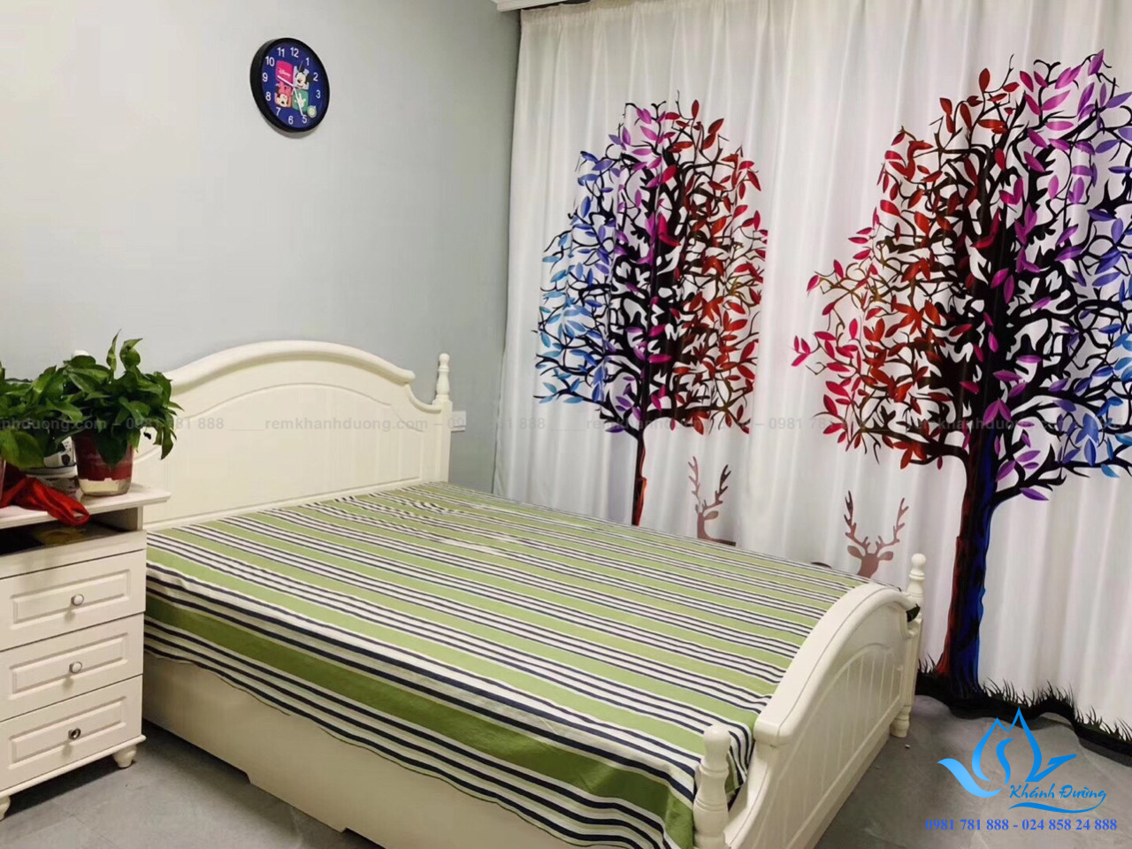 Tư vấn chọn rèm vải in tranh 3D cho phòng ngủ hiện đại