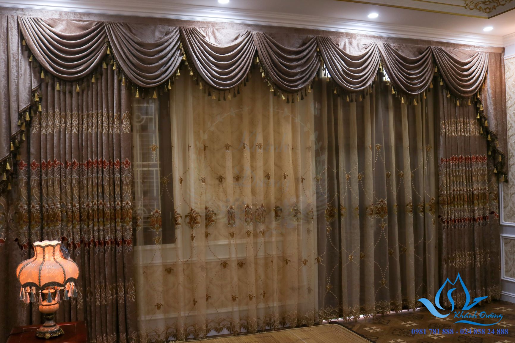 Rèm vải tân cổ điển hoa văn sang trọng tại Hà Nội