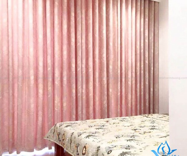 Mẫu rèm vải hai lớp hoa văn màu hồng đẹp La Thành, Hà Nội GP801-6