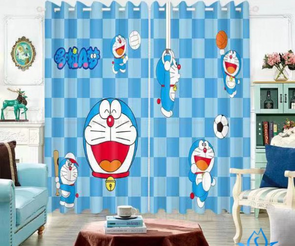 Rèm cửa vải đẹp in tranh hình ảnh hoạt hình cho bé tại Hàng Đậu RT29