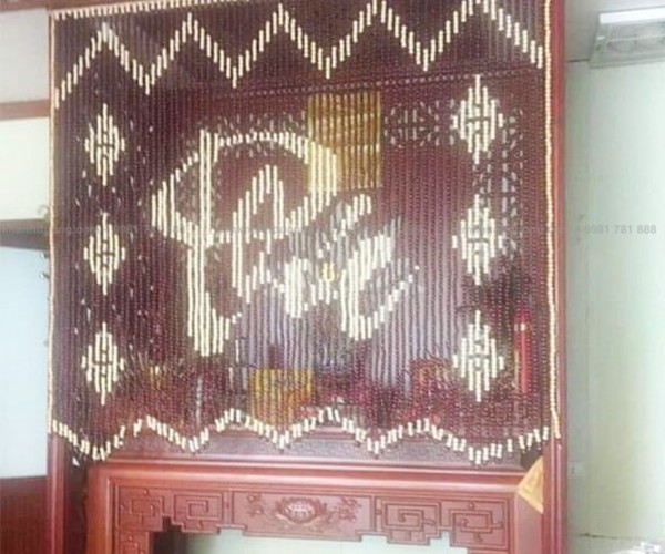 Rèm hạt gỗ bồ đề phong thủy đan chữ phúc cho không gian phòng thờ