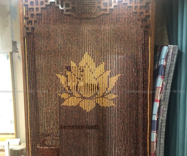 Rèm hạt gỗ bồ đề phong thủy đan hình hoa sen cho phòng thờ