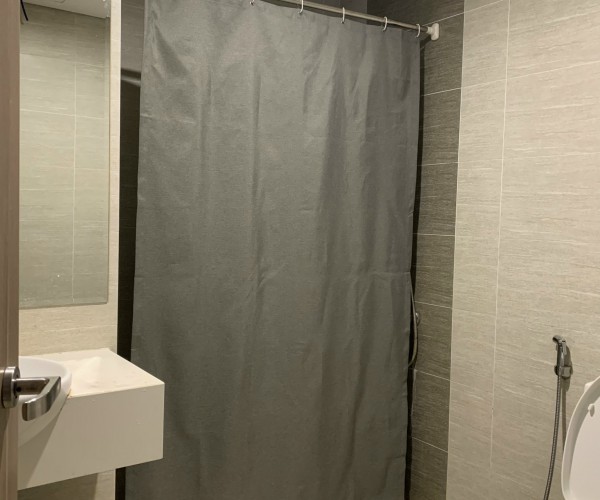 Rèm phòng tắm cao cấp chống nước màu ghi Hàn Quốc đẹp cho khách sạn 5 sao