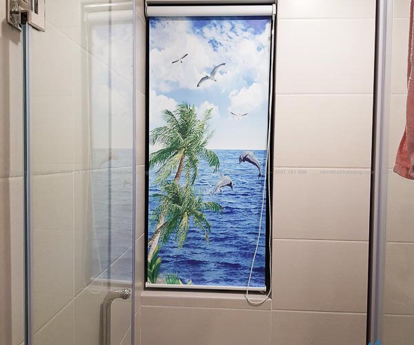Rèm phòng tắm dạng cuốn tranh in 3D phong cảnh đẹp tại Cầu Giấy