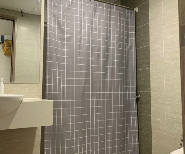 Rèm phòng tắm ngăn nước cao cấp màu ghi chuyên dùng cho khách sạn