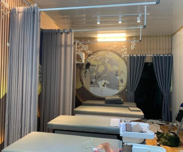 Rèm Spa ngăn giường màu ghi đẹp tại Hà Nội