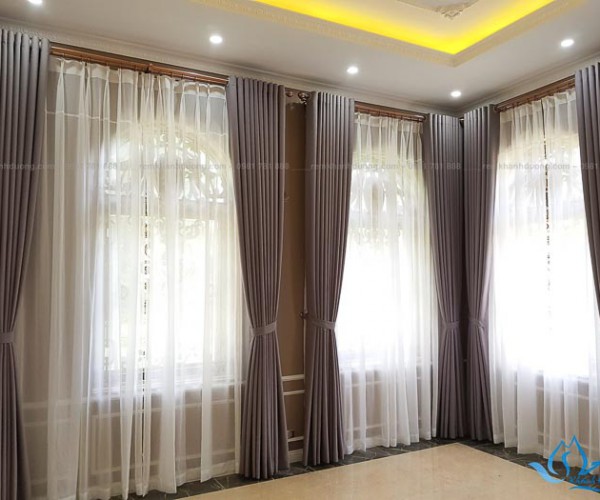 Rèm vải biệt thự một màu sang trọng tại Resort Đồng Trúc, Hà Nội MA17
