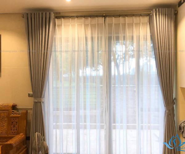 Rèm vải hai lớp cao cấp cho phòng khách tại Hàng Mành, Hà Nội GP485