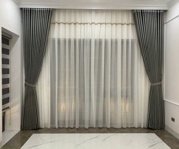 Rèm vải hai lớp đẹp sang trọng cho nhà chung cư phòng khách