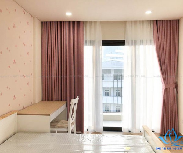 Rèm vải hai lớp màu hồng phòng ngủ quyến rũ Bà Triệu, Hà Nội HP69-P24