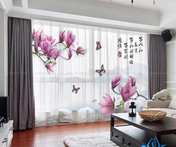 Thi công rèm vải tranh hình hoa lá ấn tượng Nguyễn Xiển, Hà Nội RT 10
