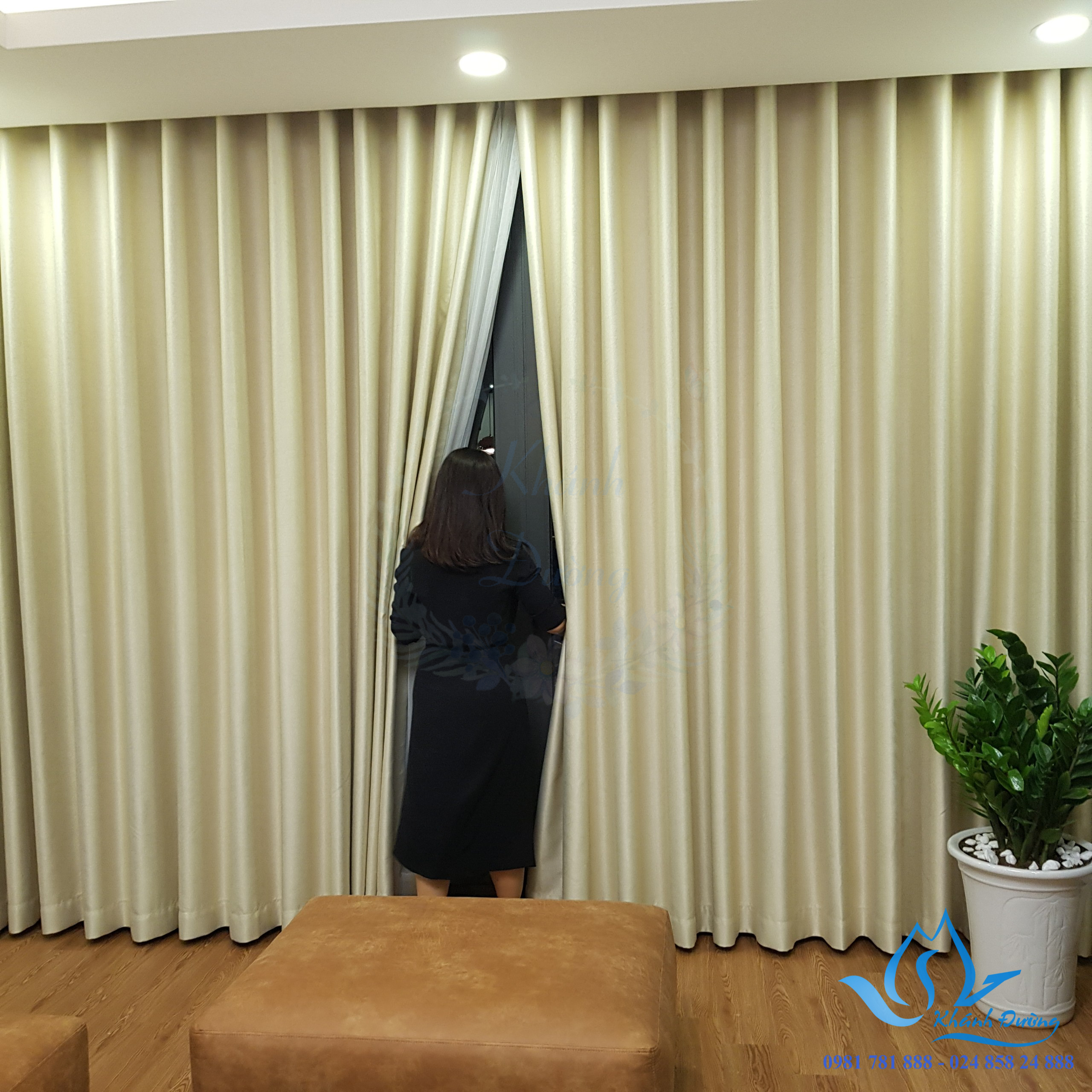 Rèm vải 2 lớp màu sữa cao cấp tại hà Nội