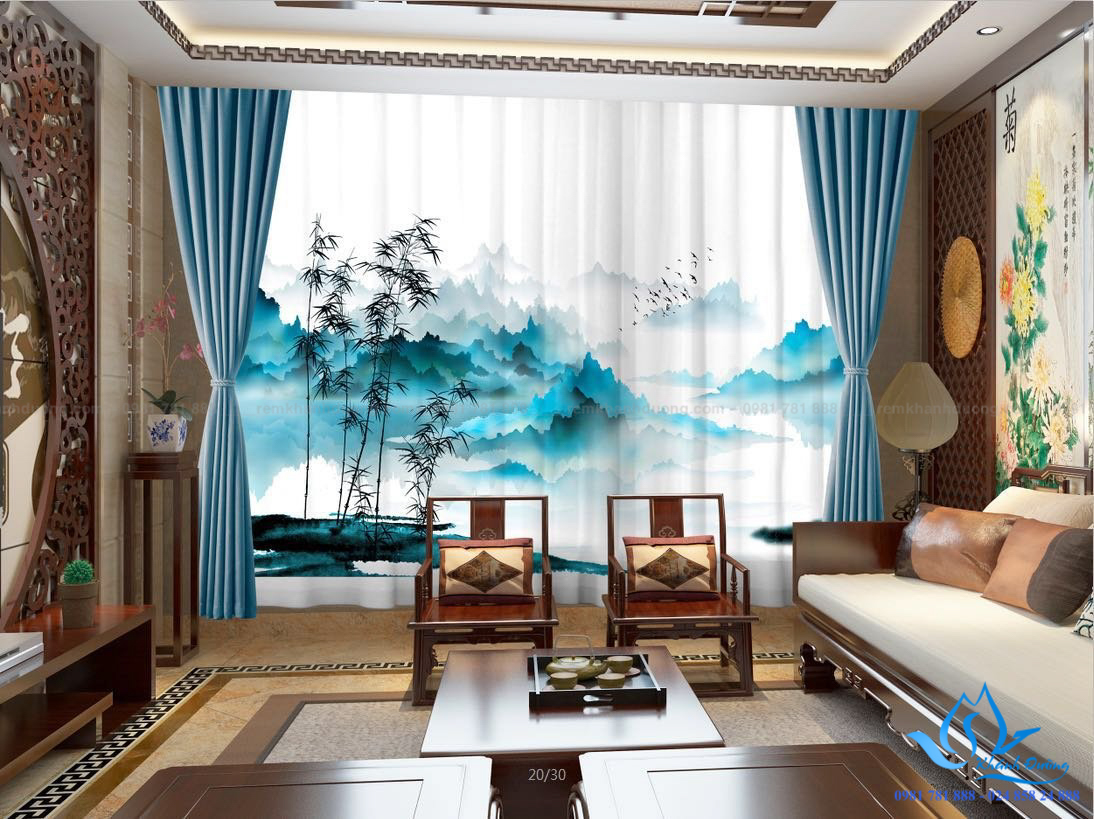 Rèm in tranh RT19 có hình ảnh cổ điển, tinh tế