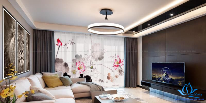 Rèm cửa in tranh 3D họa tiết hoa lá RT25 tại Nguyễn Khoái, Hà Nội Rèm cửa in tranh 3D họa tiết hoa lá RT25 tại Nguyễn Khoái, Hà Nội