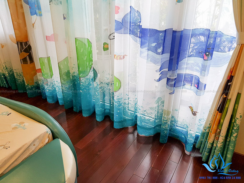 Sự kết hợp từ sắc màu tươi sáng của rèm vải in tranh 3D RT31