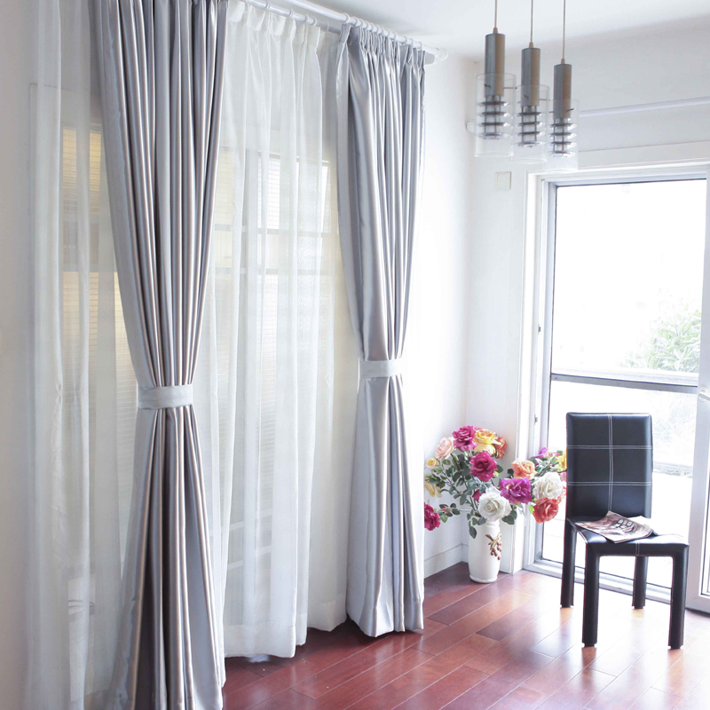 Rèm vải một màu màu ghi xám
