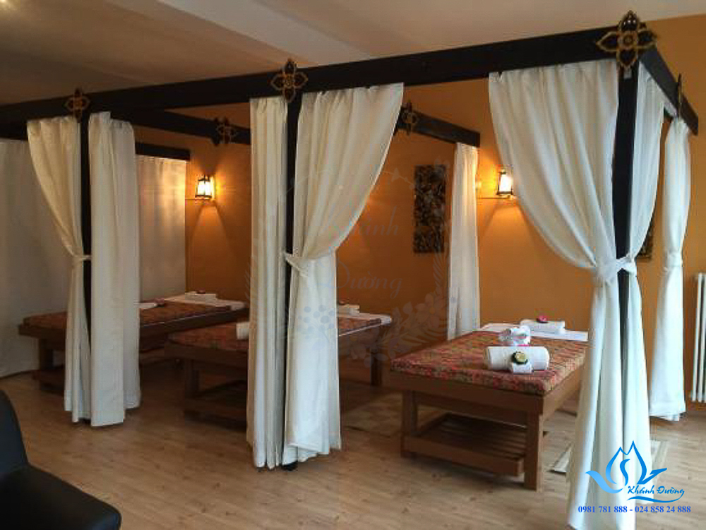 Rèm vải spa màu trắng