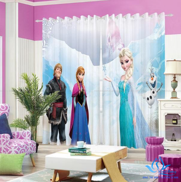 Báo giá mẫu rèm vải in tranh 3D ấn tượng tại Phạm Hùng, Hà Nội RT 01