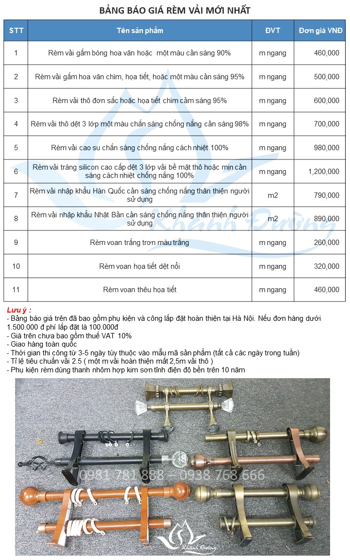 Báo giá rèm vải đẹp mới nhất Khánh Đường