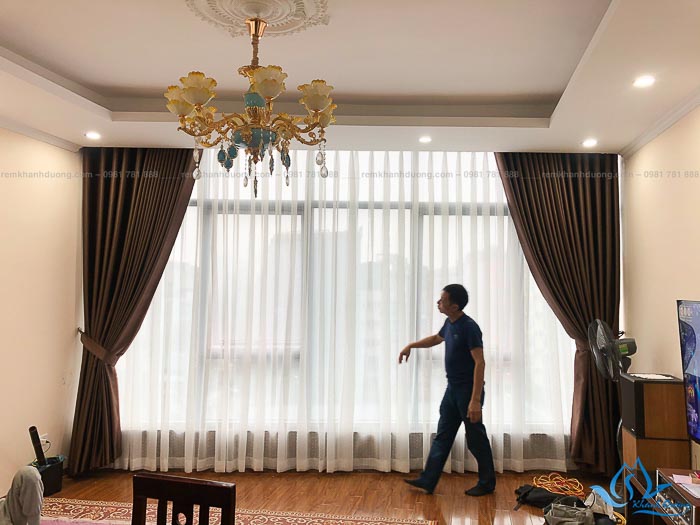 Rèm vải HH 887 màu nâu cà phê trang nhã, thanh lịch
