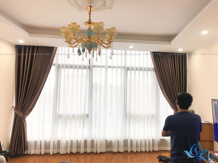 Rèm vải hai lớp một màu giá rẻ ở Mỹ Đình, Hà Nội