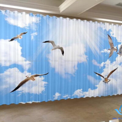 RT6 rèm vải họa tiết chim bay