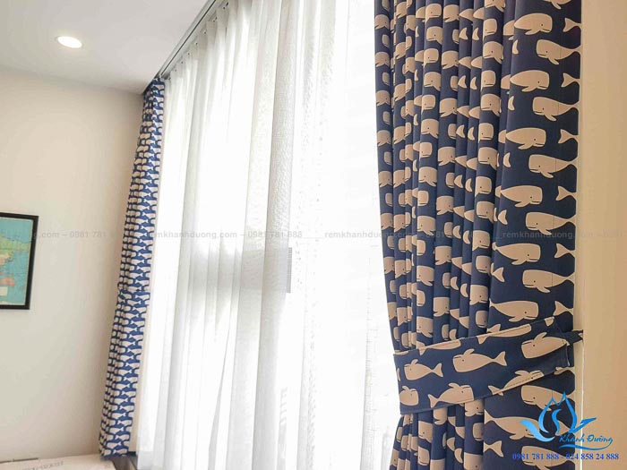 Mẫu rèm vải đẹp cản nắng phòng bé trai chung cư Tây Hồ, Hà Nội A57152