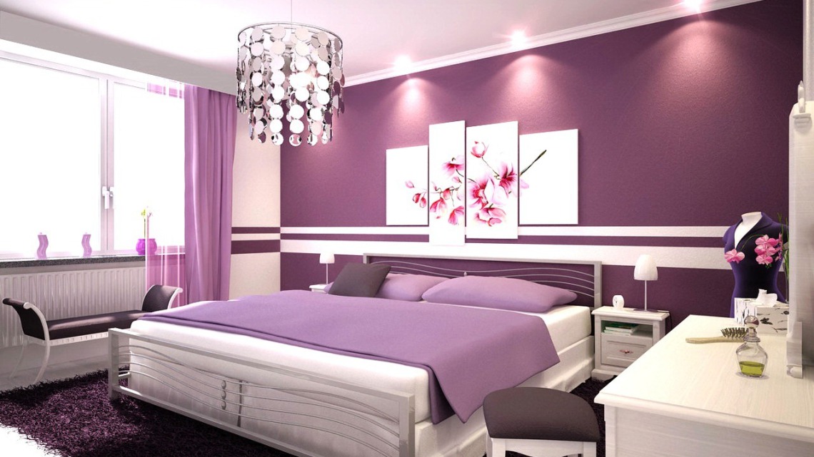 Rèm màu tím lãng mạn cho phòng ngủ của người mệnh Hỏa