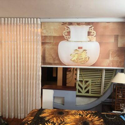 Rèm in tranh bình hoa giá rẻ tại Hồ Trúc Bạch| Rèm cuốn tranh đẹp