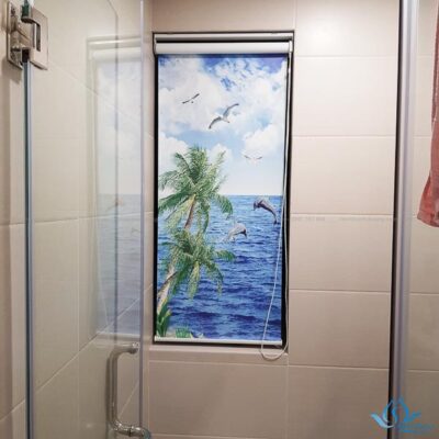 Rèm phòng tắm dạng cuốn tranh in 3D phong cảnh đẹp tại Cầu Giấy