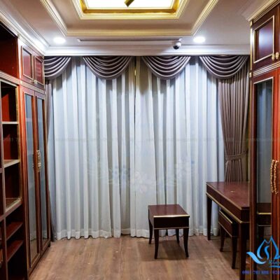 12.2  rèm vải tân cổ điển màu nâu vải thái lan cho chung cư  Discovery complex 302 cầu giấy hà nội giá 5500,000(2)