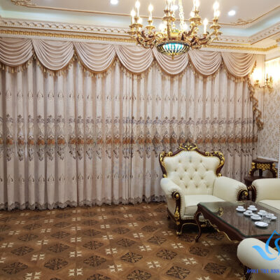 Rèm tân cổ điển vải nhung thêu cho biệt thự đẹp