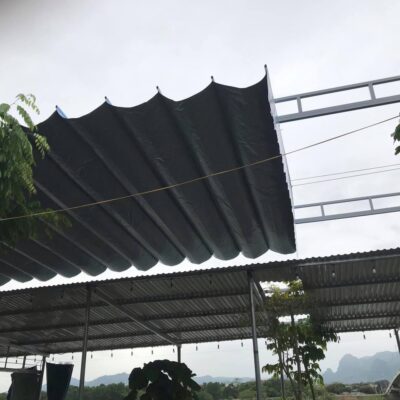 Mái xếp lượn sóng vải bạt ngoài trời cao cấp tại Long Biên
