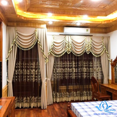 Rèm vải cổ điển đẹp cho biệt thự tại Gamura Yên Sở, Hoàng Mai GP502